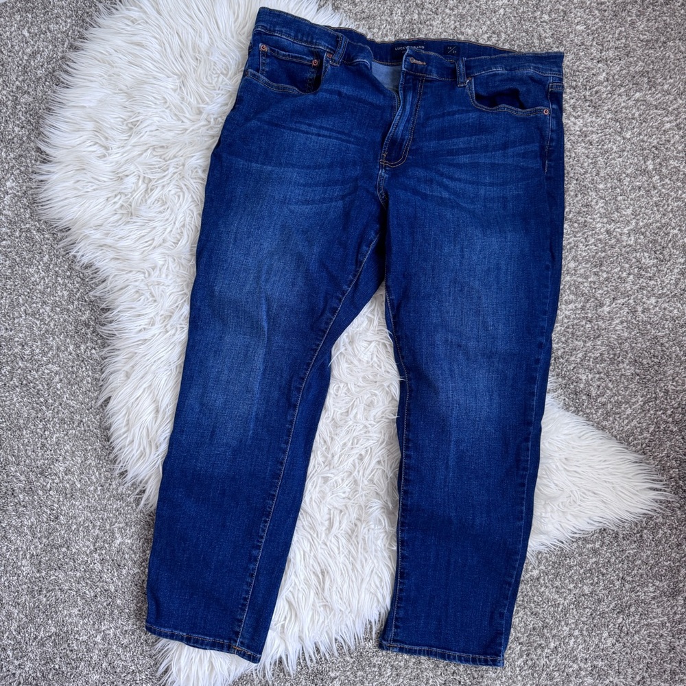 Lucky Brand 410 Athletic Straight Jeans Mens 38x29 Blue Stretch Denim